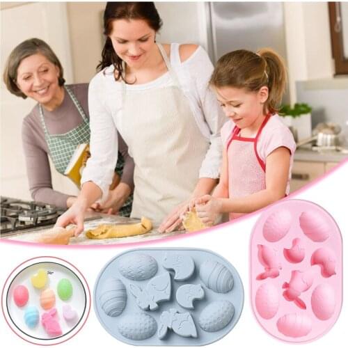 1pcs 3D Easter Mold Surprise Egg Rabbit Shape Maker Desserts Candy Jelly Chocolate Silicone Mold Bakeware Kitchen Accessories