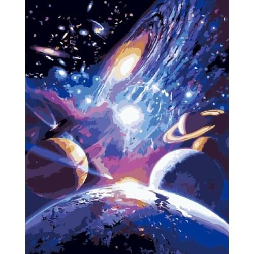 GATYZTORY DIY Painting By Numbers Planet HandPainted Gift Acrylic Paint Drawing Canvas Home Wall Decoration 60x75cm Frame