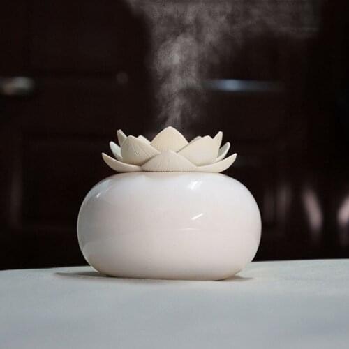 200Ml Ceramic Ultrasonic Aroma Humidifier Air Diffuser Simplicity Lotus Purifier Atomizer Essential Oil Diffuser