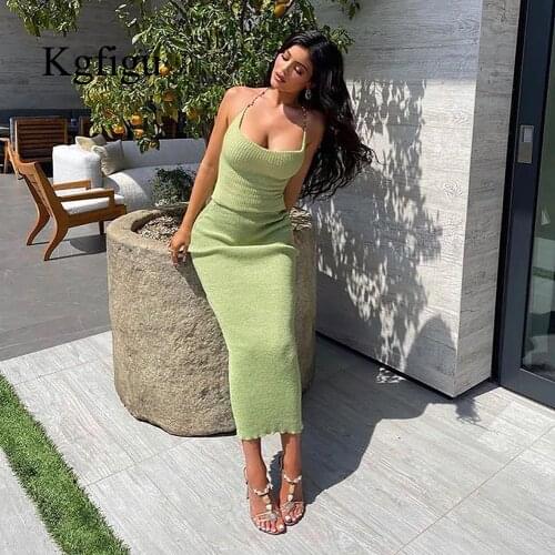 KGFIGU Good Quality Skrits Suit Women 2021 New Arrival Ladies Halter-Style Halter Short Top And Long Skirt Fashion Two Piece Set