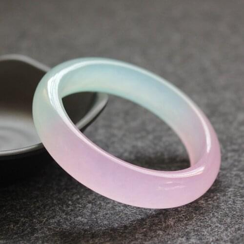 Chinese pink green jade Bracelet 52-64mm Charm Jewellery Fashion Accessories Hand-Carved Man woman Luck Amulet Gifts