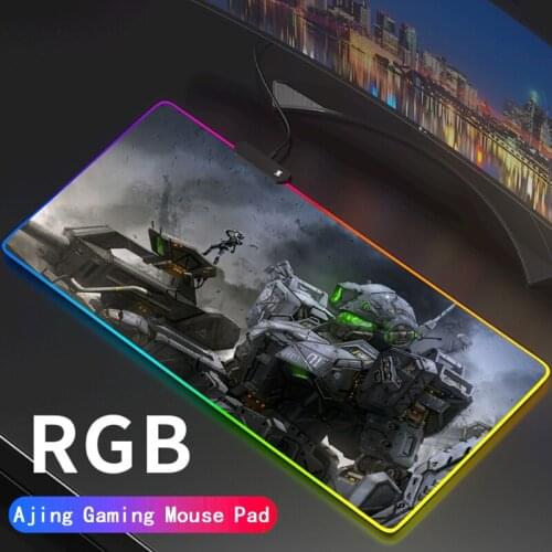 Anime RGB Mouse Pad Xxl Cute Gundam Gaming Accessories Play Mat Backlight Slipmat Rgb Robot Mousepad Led Gamer