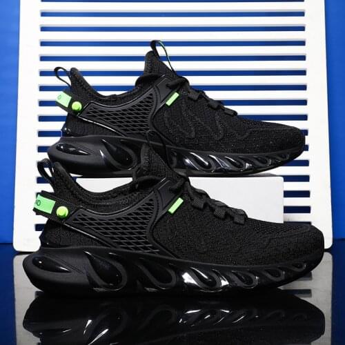 Black Sneakers Men Breathable Running Shoes Male Fashion Wild Flat Sport Athletic Shoes Walking Casual Footwear Lace Up Zapatos