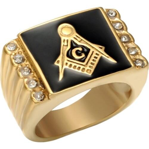 Set auger titanium steel ring fashion titanium steel casting Masonic Ring totem gold ring