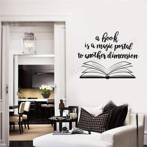 Wall Decoration Open Book Decoration Interior Wall Decorative Modern Library Vinyl Removeable Ornament Quotes Decor LY282
