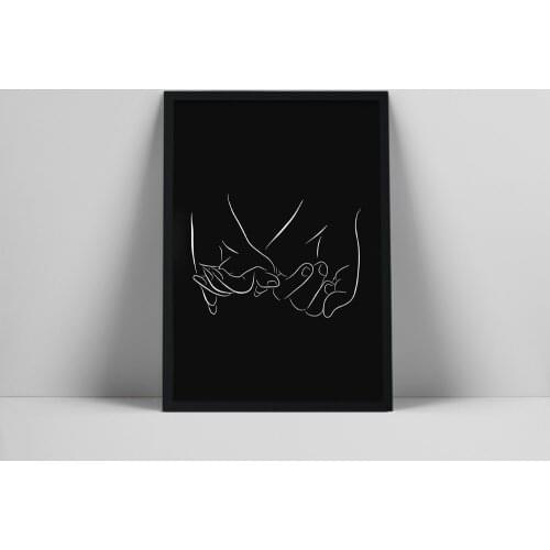 Pinky promise art ,fine line art, boho wall decor, aesthetic room decor, holding hands art prn With Flot | Minimalist Woman LCol