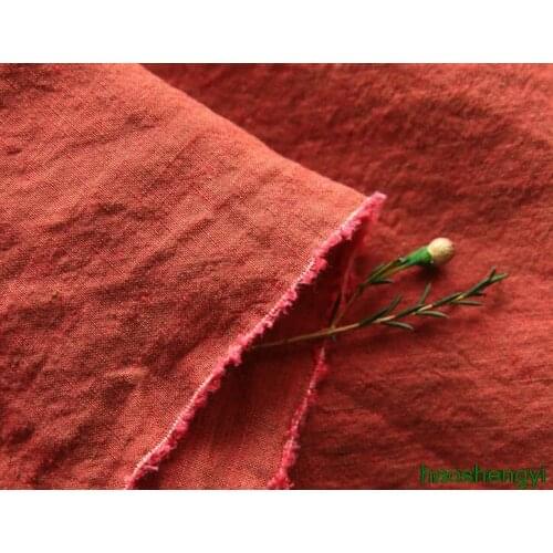 Original sand washed old red yarn-dyed imported pure linen garment fabric