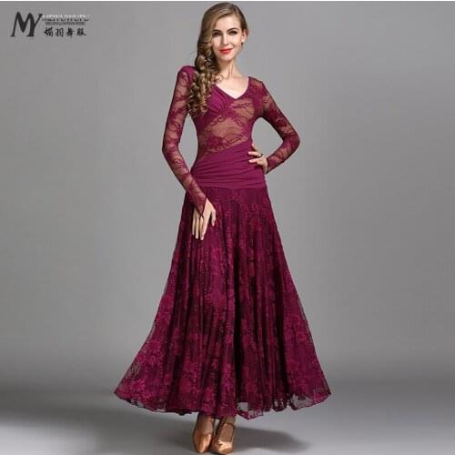 Modern dance skirt dress skirt lace chiffon dress ballroom dance practice dress