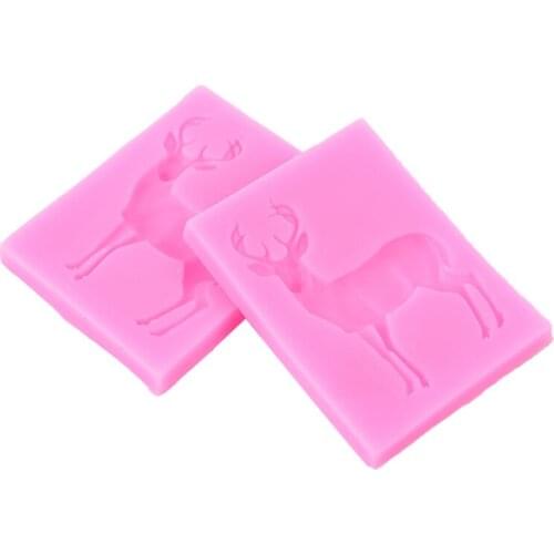 Christmas Cupcake Topper Fondant Cake Decorating Tools 3D Deer Silicone Mold Polymer Clay Candy Chocolate Cookie Baking Mould