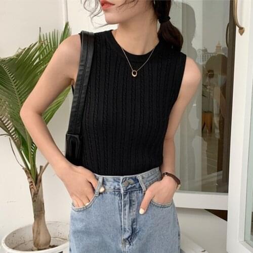 Womens Bottoming Small Camisole Wear Knitted Slim Solid Color Tanks Top SA183