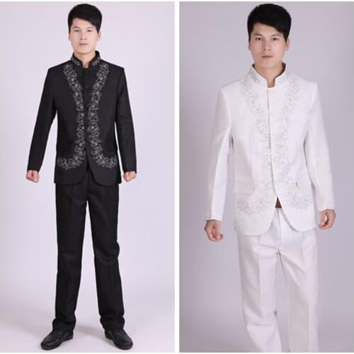 Embroidery Tunic Traditional Stand Collar Suits Costume Male Embroidery Suit Chinese Wedding Dress Ancient Costume Tunic