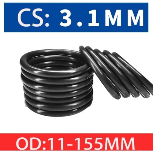 100-10pcsBlack O Ring Gasket CS3.1mm OD10 ~ 220mm NBR Automobile Nitrile Rubber Round O Type Corrosion Oil Resist Sealing Washer