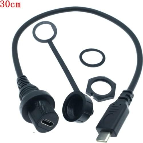 USB-C IP67 Waterproof Cable USB type-c 3.1 IP 67 Male to Female Panel Mount Water Proof Connector Extension cord 30cm