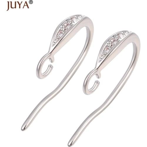 Juya DIY Making Jewelry Earring Findings Copper Zircon Ear Hook Accessory 1 Pair