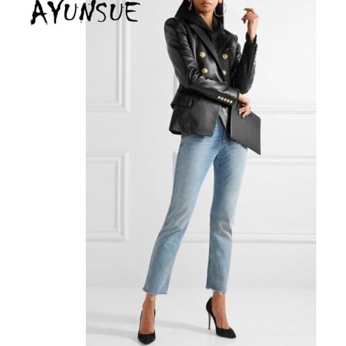 AYUNSUE Real Genuine Leather Jacket Women Clothes 2020 100% Sheepskin Coat Womens Fur Coat Spring Autumn Suit OL Korean Elegant
