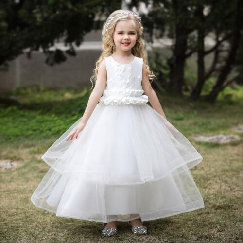 2020 Winter White Bridesmaid Dress Princess Girl Kids Dresses For Girls Children Pink Flower A-Line Wedding Dress 10 12 Years