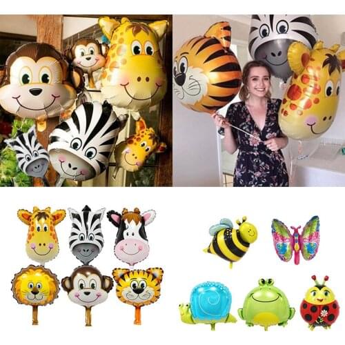 1pc Mini Animal Head Cow Tiger Monkey Aluminum Foil Mini Cute Multicolor Insect Foil Balloons Like Hot Selling Baby Shower Toy