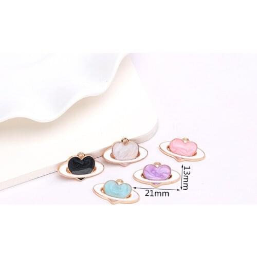10pcs/Lot Heart Globe Diy Handmade Oil Enamel Charms Design for Jewelry Making Earring Bracelet or Necklace