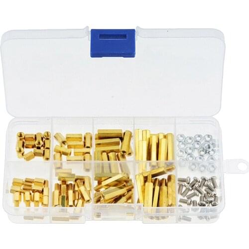 120PCS/Box M3 Male Female Brass Standoff Spacer PCB Board Hex Screws Nut Assortment Set Kit With Plastic Box M3*6mm-M3*20mm