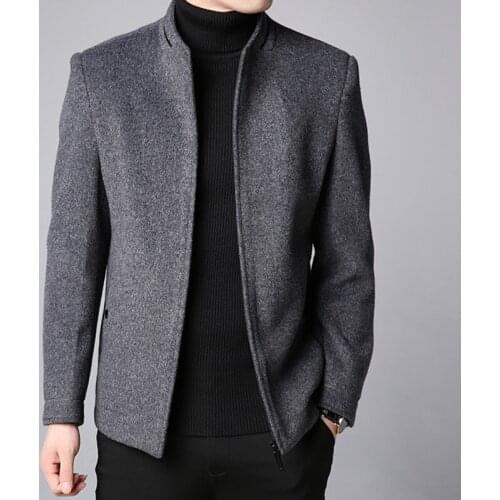 2019 Autumn Winter Men Casual Coat Thicken Woolen Trench Coat Business Male Solid Classic Jackets Tops Mens Overcoats KK2992