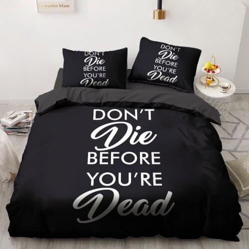 3D Printed Custom Simple Letter Black Single Double King Quilt Covers Duvet Cover Set Comforter Case Bedding Set Home Textile