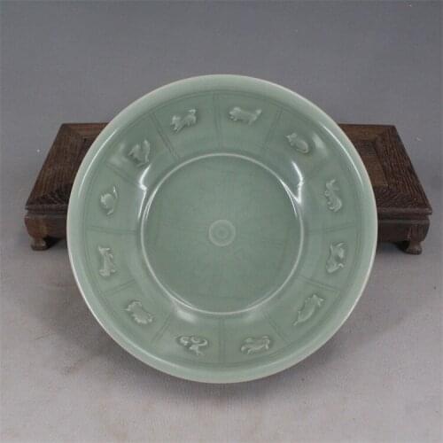 9 Antique SongDyansty porcelain bowl, green Carved Twelve animals bowl,Hand-painted crafts,Collection&Adornment,Free shipping