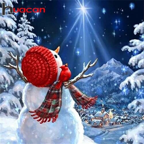Huacan 5D DIY Diamond Painting Snowman Diamond Mosaic Embroidery Christmas Decoration For Home Gift