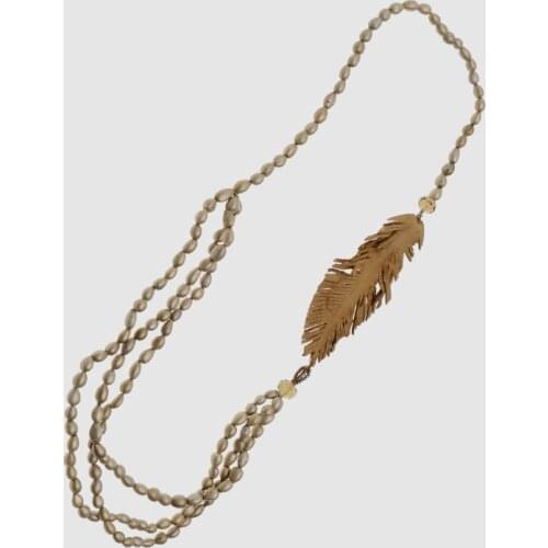 Amorita boutique Minimalist Brown leaf pendant necklaces