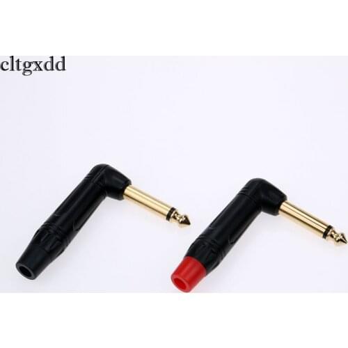 Cltgxdd 6.5mm Connector Plug 6.35mm Audio Adapter Elbow Right Angle Sophomo 90 Degree Mono Electric Guitar Plug Gold plated