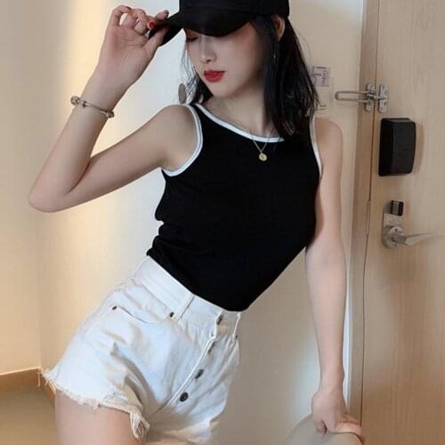 Daxin Summer Backless Tank Top Womens Sleeveless O-Neck Pullover Sexy Women Camisole Female Crop Top Ladies Camis