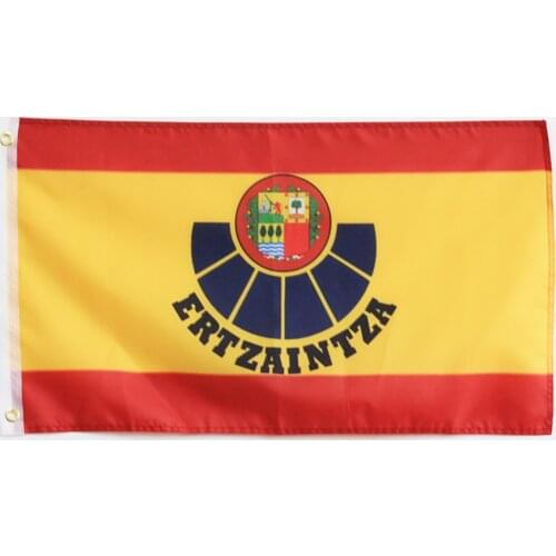 Spanish flag of Spain with the shield of the Basque police Ertzaintza Euskadi Basque Country