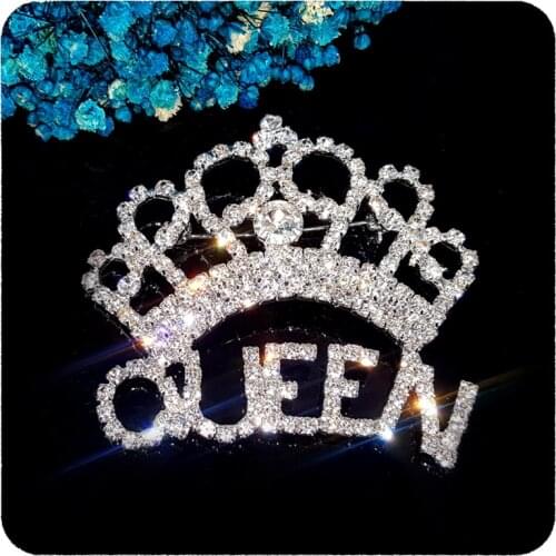 GRANDBLING New Arrival Blingbling Clear Crystal Queen Crown Brooch Jewelry