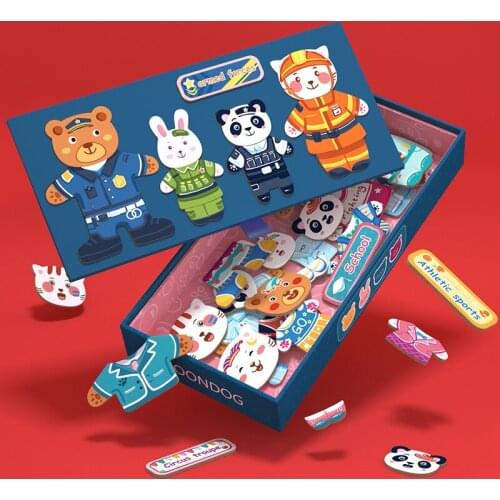 Little Bear Change Clothes Childrens Early Education Wooden Jigsaw Puzzle Dressing Game Baby Puzzle Toys For Children Gift