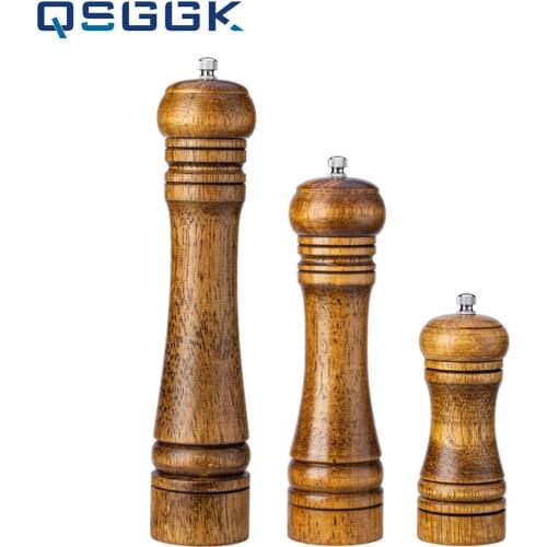 Kitchen Seasoning Grinder Retro Color Oak Material 5" 8" 10" Adjustable thick thin For Pepper/sea salt/cumin Grind BBQ Artifact