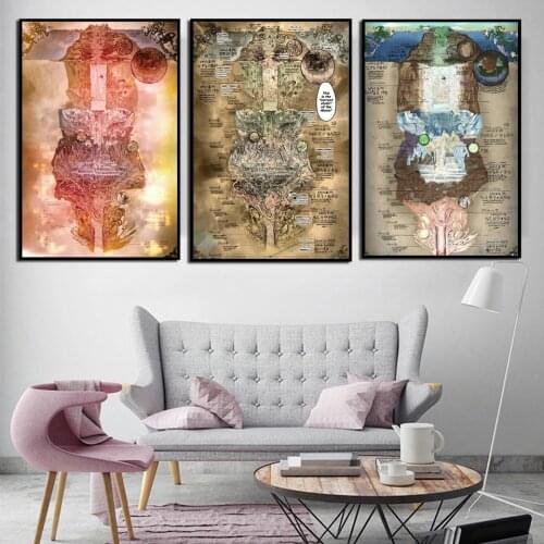 HD Made In Abyss Map Anime Movie Poster Wall Art Picture And Prints Canvas Painting for Room Home Decor