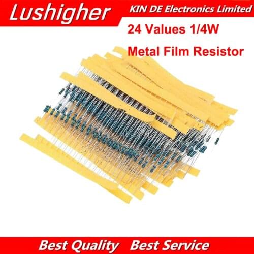 24valuesX10pcs 240pcs 1/4W 0.25W 1% 4.7k-68k Metal Film Resistor Component Kit