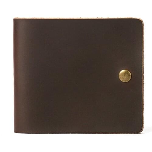 Crazy Horse Leather Men Wallets Vintage Slim Wallet Clutch Short Minimalist Wallet for Men Change Purse Organizer Male Purse