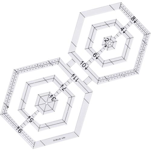 MIUSIE Double Hexagon Acrylic Fabric Patchwork Cloth Ruler DIY Cutting Craft Scale School Sewing Measuring Quilting Supplies