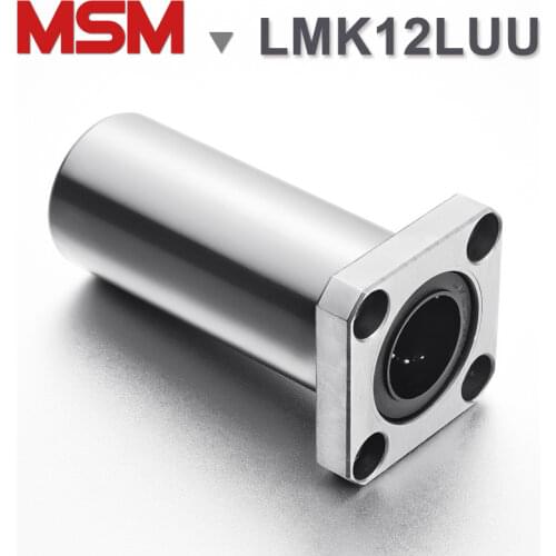 2pcs MSM Linear Ball Bearings LMK12LUU/SMK12GWUU/LHFSW12(dr12 D21 L57) Square Flange 12mm Shaft Bushings 3D Printer Parts