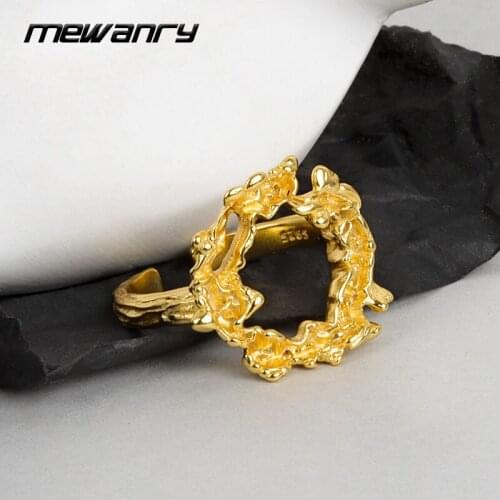 Mewanry Irregular Hollow 925 Sterling Silver Rings for Women Trend Vintage Creative Design Elegant Party Jewelry Gifts Wholesale