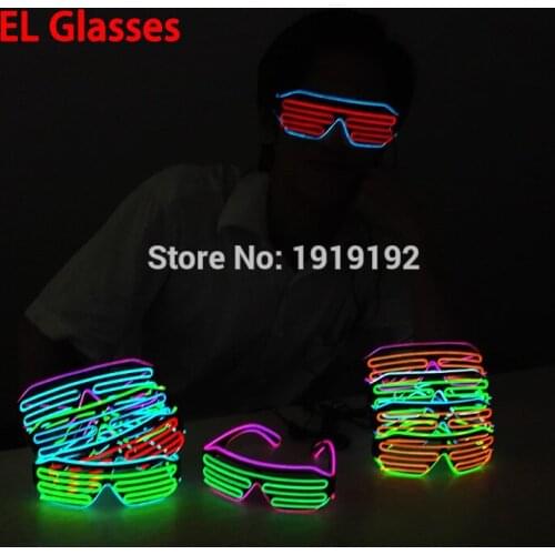 Fashion Double Color Glow LED EL Glasses Wire sunglasses Light Up Shades Flashing Rave Festival Party Bright Glasses New