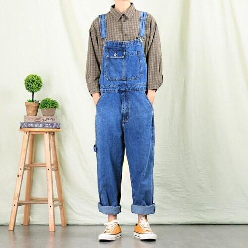 Jeans Men New Mens Straight Denim Overalls Mens trousers tide brand Loose Overalls suspenders Mens overalls