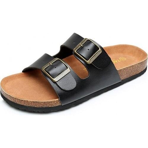 Mens Mules Slippers High Quality Soft Cork Two Buckle Slides Footwear for Men Women Clogs Unisex 36-44