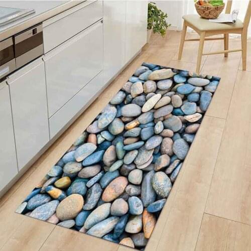 The New 3D Printed Pebble Kitchen Carpet Doormat Absorbs Water Bath Mat Modern Hallway Living Room Decor Anti-Slip Area Rugs