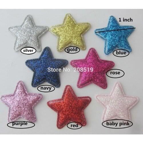 PANNOV 25mm glitter star patches 120pcs padded felt hairclip appliques multicolors DIY craft scrapbooking