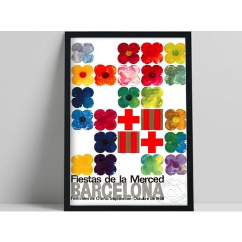 1968 World Travel Poster, Barcelona Fiestas De La Merced Festivales De Otono Celebrate Propaganda Art Prints, Vintage Home Decor