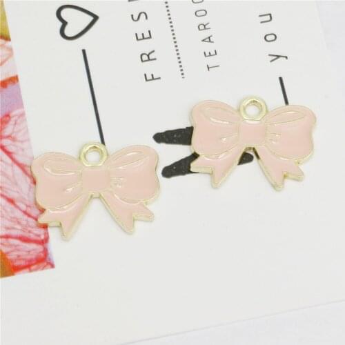 20pcs/lot Charms 18*14mm Bowknot Enamel Charm Pendants Fit DIY Bracelet Necklace Hair Jewelry Accessory DIY
