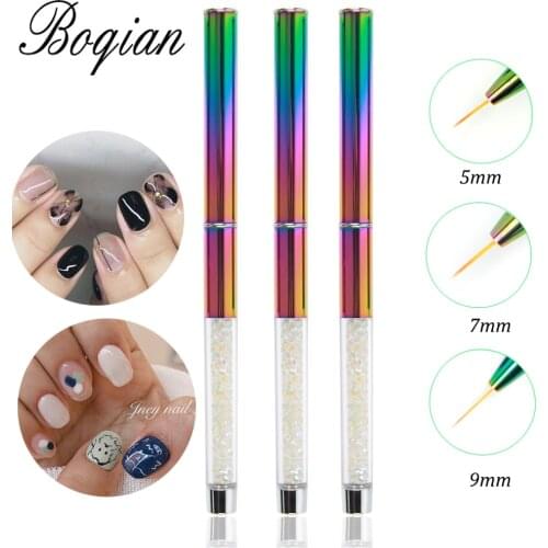 BQAN 5mm/7mm/9mm Colorf Handle Nail liner Brush Hand Draw Tips Drawing Line Painting Pen Tools Manicure Nail Art Brush