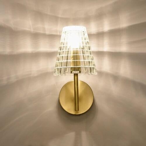 Post-Modern All Copper Crystal Wall Lamp Light Luxury Living Room Bedroom Bedside Aisle Creative Simple Personality Lamp