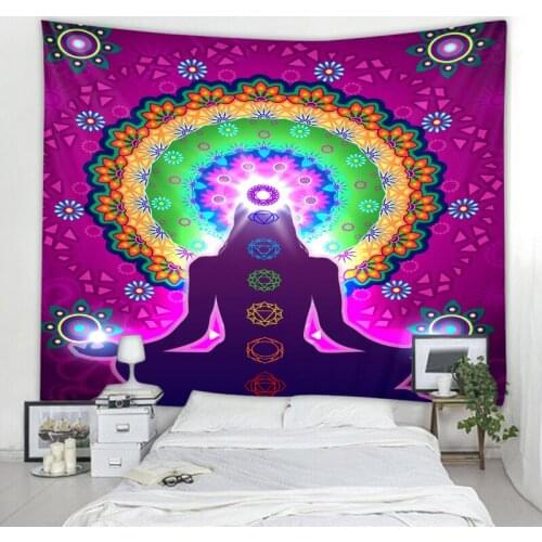 Psychedelic Buddha Tapestry Mandala Bohemian Tapestry Art Deco Blanket Curtain Hanging Home Bedroom Living Room Decoration